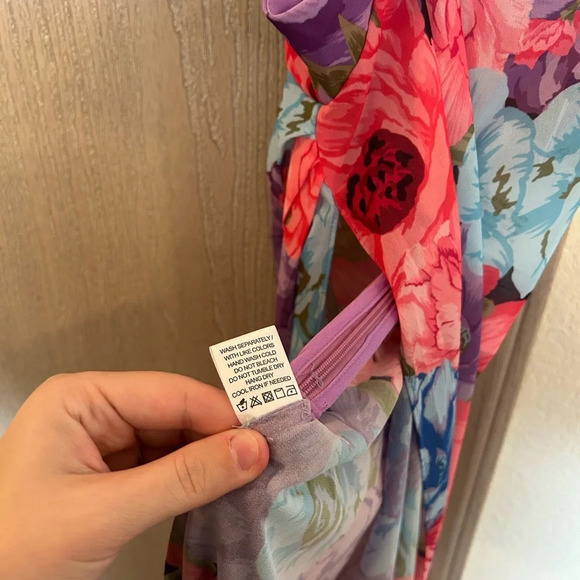 NWT Lovers & Friends WILSHIRE MAXI TANK Multicolor Kim Floral Sz XS Chiffon Slit - Picture 12 of 12